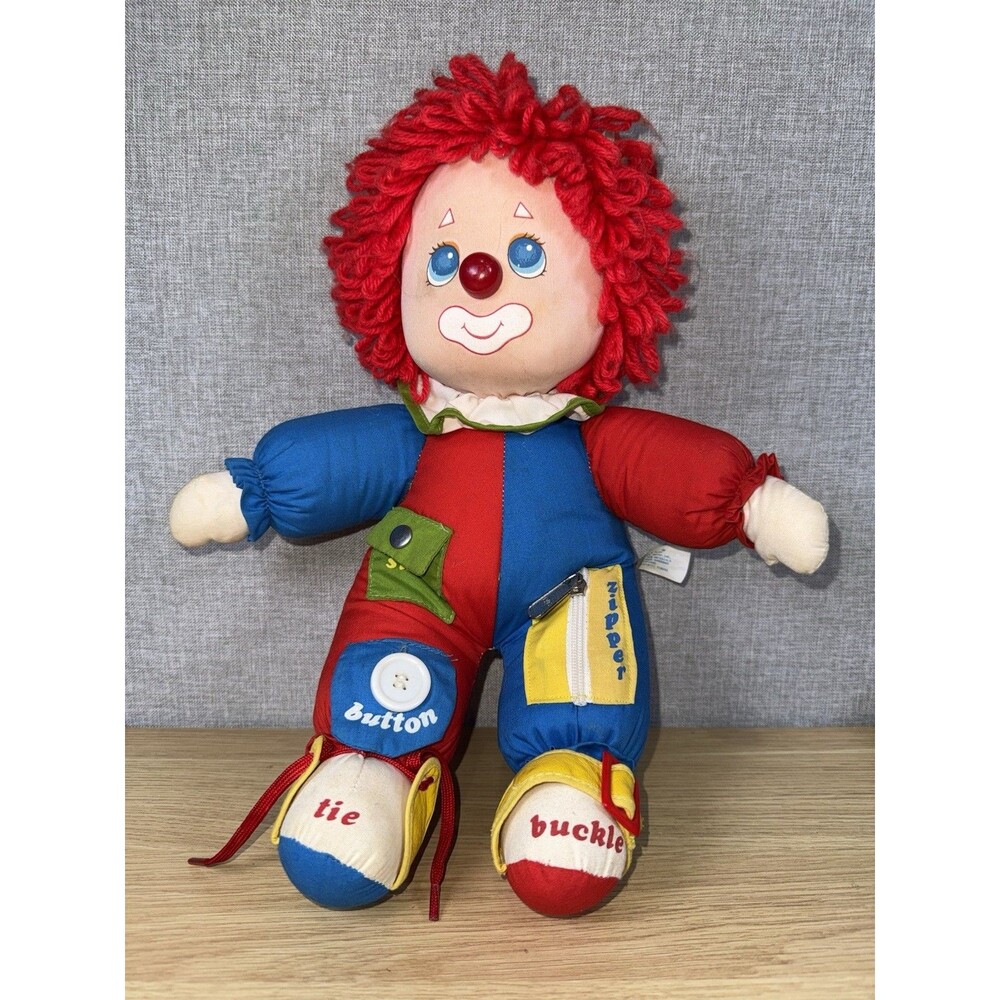 Vtg 1983 Amtoy Learn to Dress Clown Plush 16" American Greetings Sensory Toy